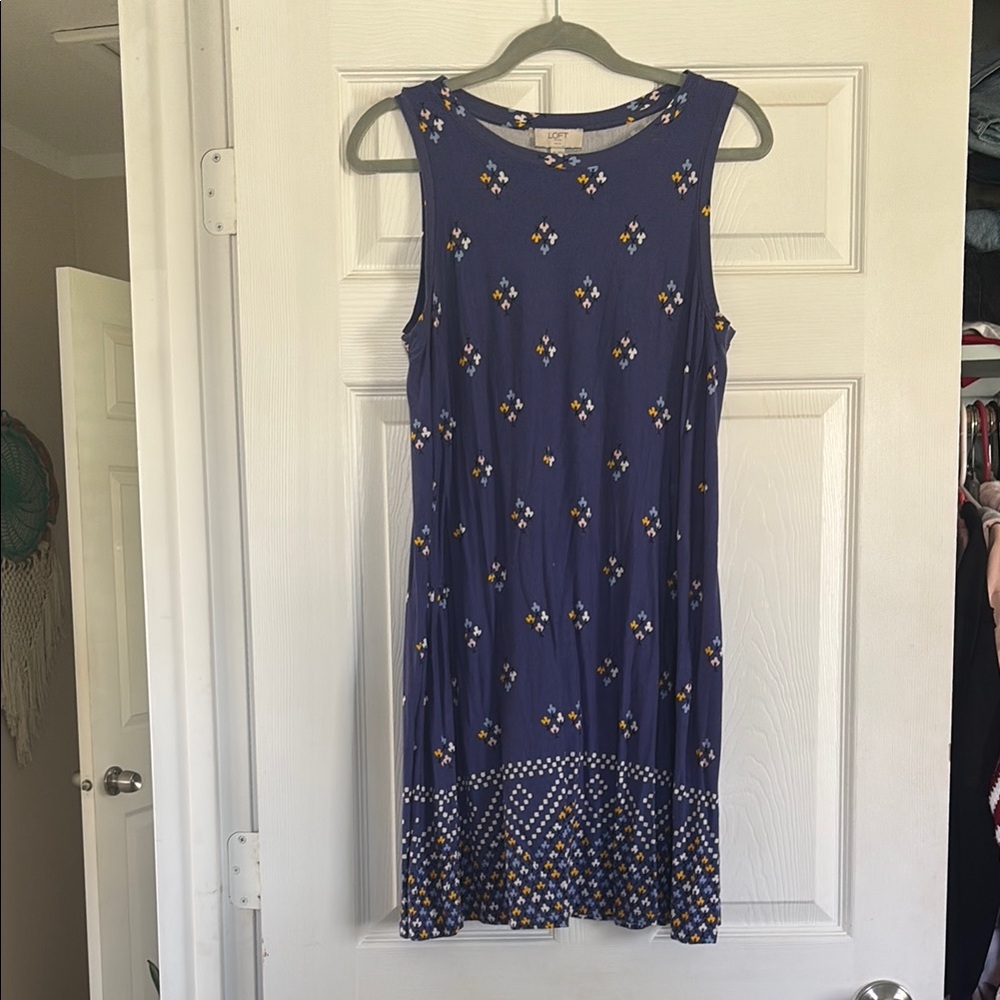 Floral Sleeveless Blue Dress